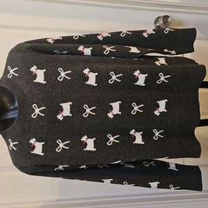 KAREN SCOTT Gray Scotty & Bows Sweater - M